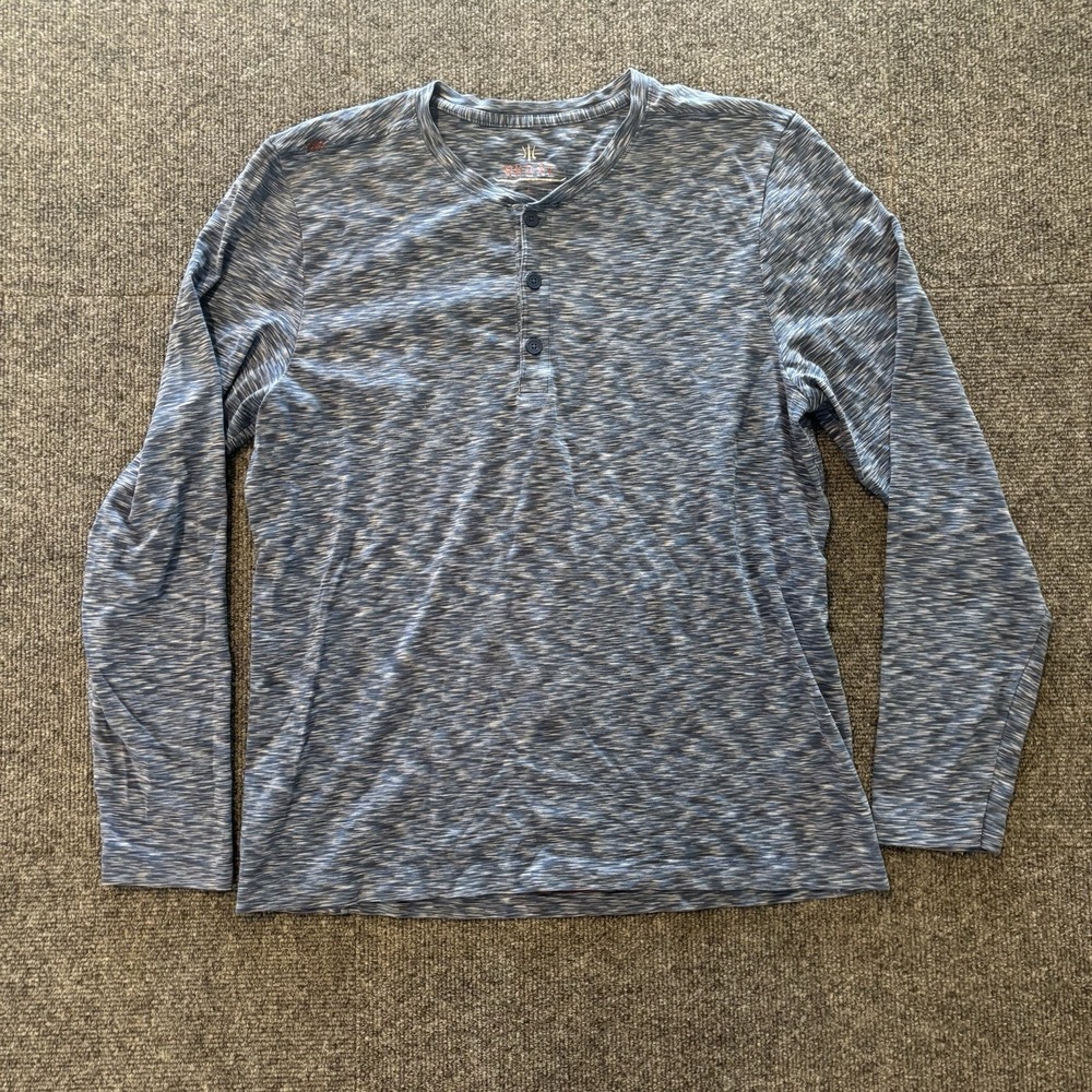 Rhone Shirt Mens Large Blue Performance Henley Long Sleeve Pima Cotton